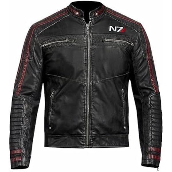 m*7様 00s real leather track jacket Men's N7 Street Fighter Motorcycle Black Biker Style Real Leather